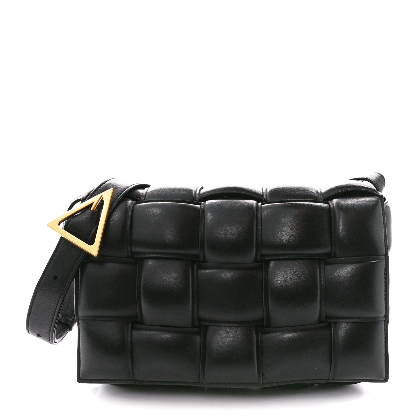 Nappa Maxi Intreccio Padded Cassette Crossbody Bag Black