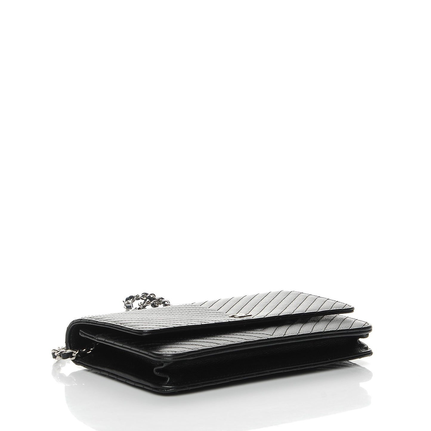 Caviar Chevron Quilted Wallet On Chain WOC Black
