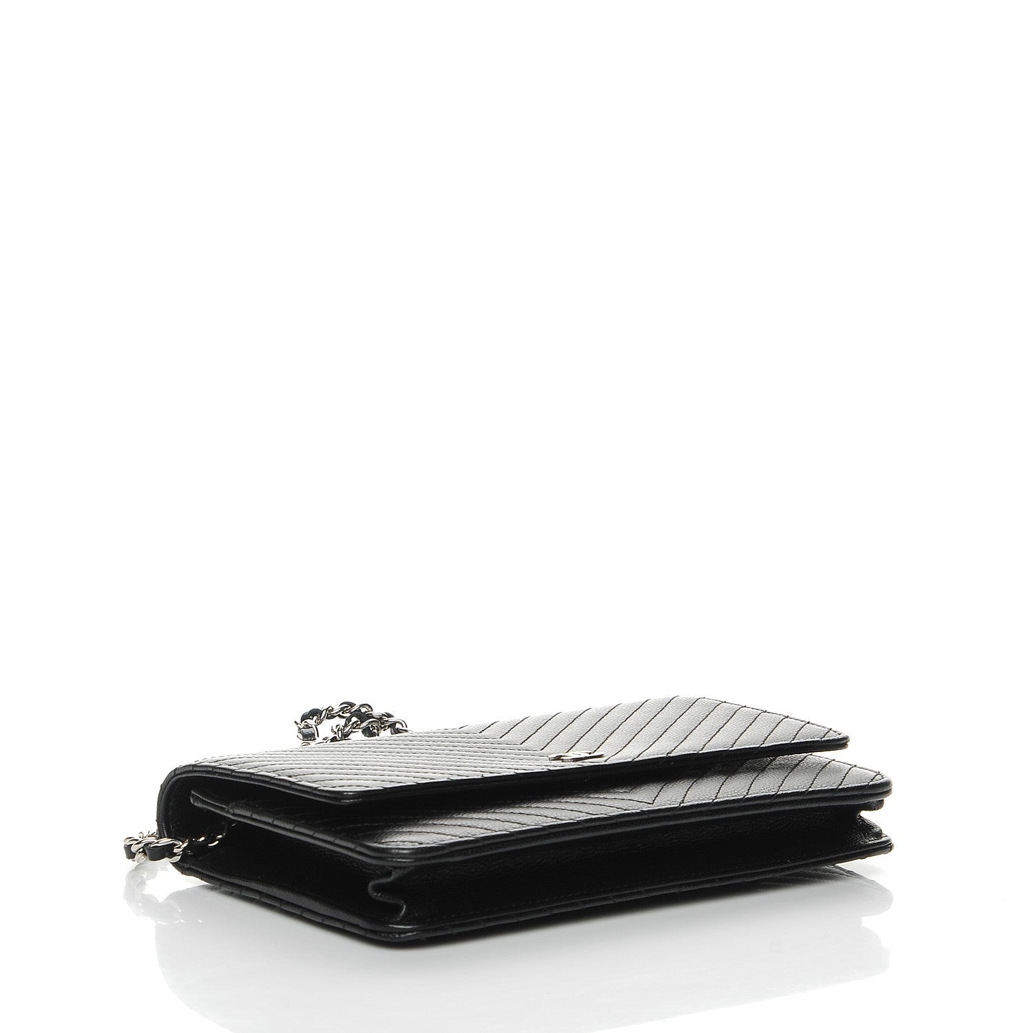 Chanel Caviar Chevron Quilted Wallet On Chain WOC Black 4 of 9