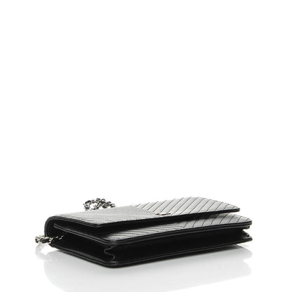 Chanel Caviar Chevron Quilted Wallet On Chain WOC Black 4 of 9