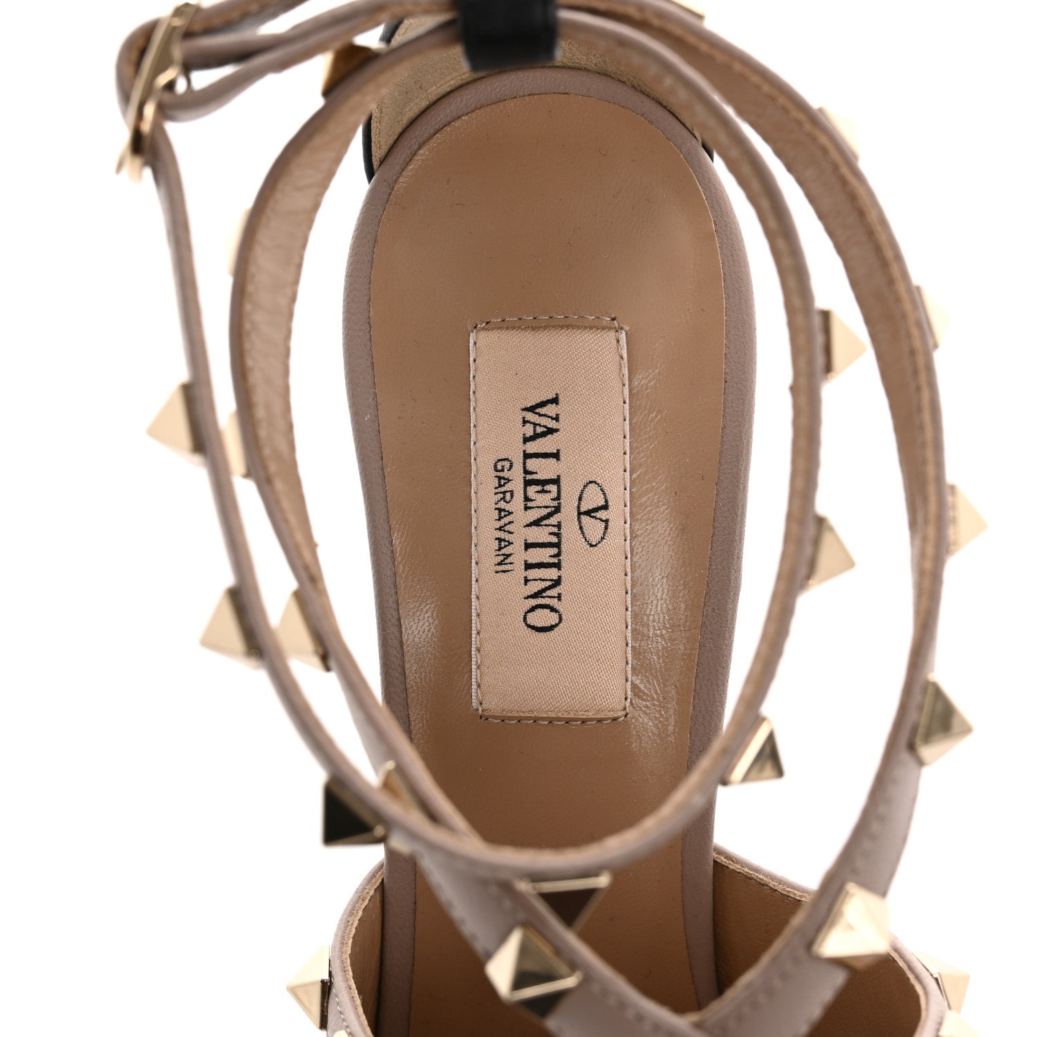 Valentino Garavani Calfskin Rockstud Strap Sandals 37 Black Poudre 7 of 11