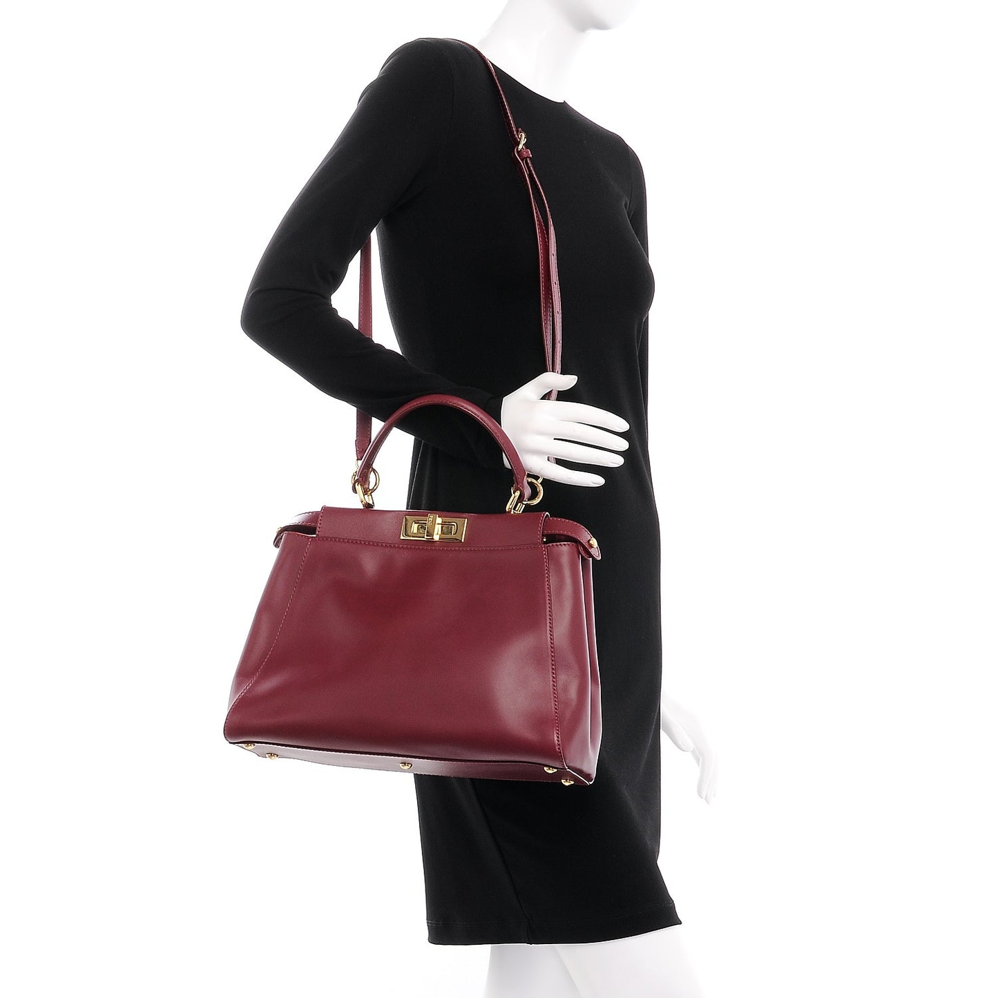 Vitello Morgan Shiny Nappa Medium Peekaboo Iconic Satchel Ciliegia Papavero