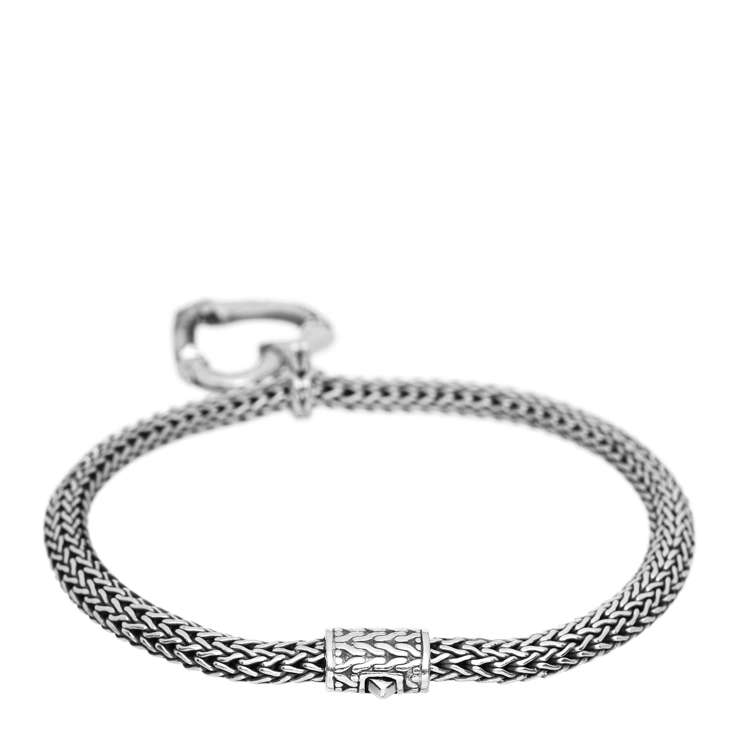 Sterling Silver Bamboo Heart Charm Bracelet