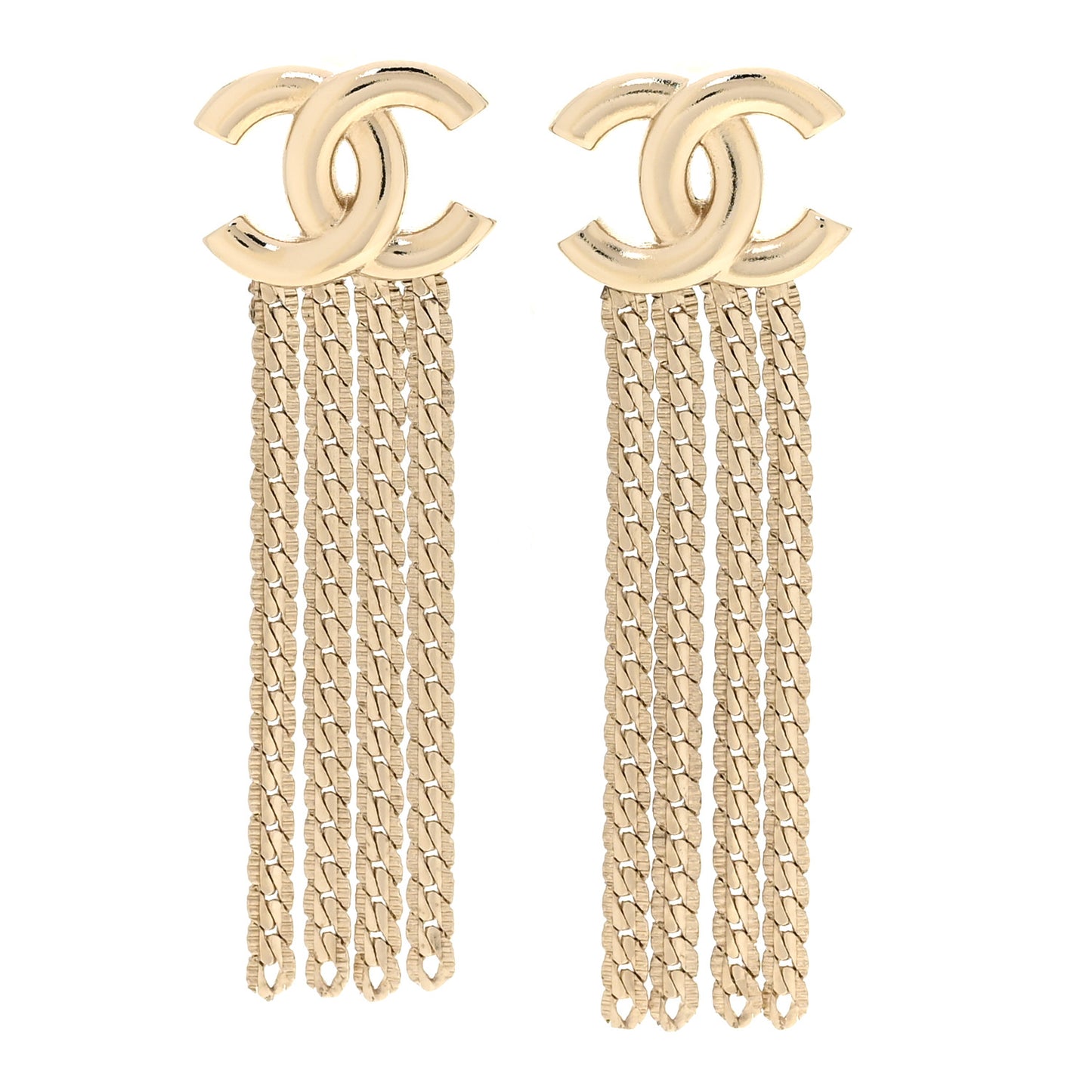 Metal CC Multi Strand Chain Drop Earrings Gold