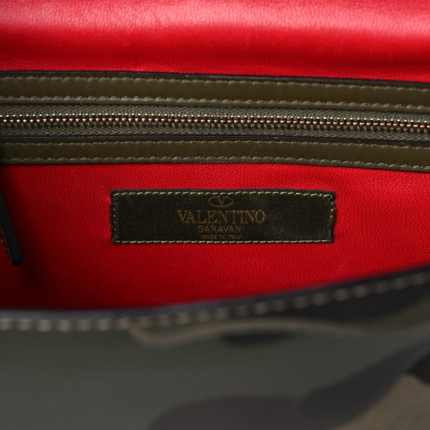 Nappa Canvas Camouflage Medium Glam Lock Rockstud Flap Verde