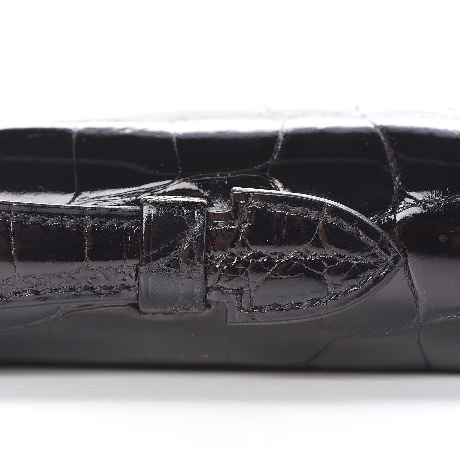 Hermes Shiny Niloticus Crocodile Kelly Cut Pochette Black 20 of 28