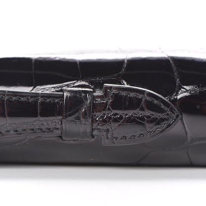 Hermes Shiny Niloticus Crocodile Kelly Cut Pochette Black 20 of 28