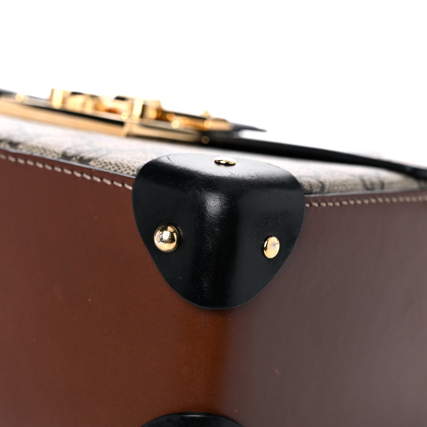 GG Supreme Monogram Small Padlock Bamboo Shoulder Bag Beige Black Cuir