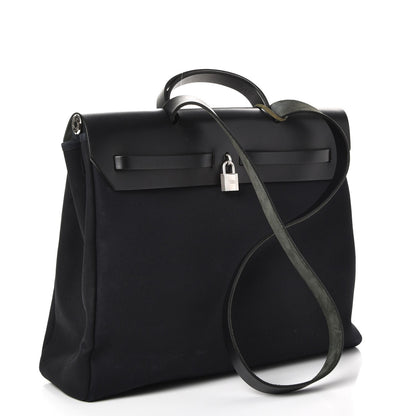 Hermes Toile Vache Calfskin Herbag 40 GM Black 4 of 15
