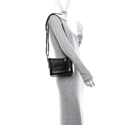 Chanel Aged Calfskin Quilted Small Gabrielle Hobo Black 2 of 10