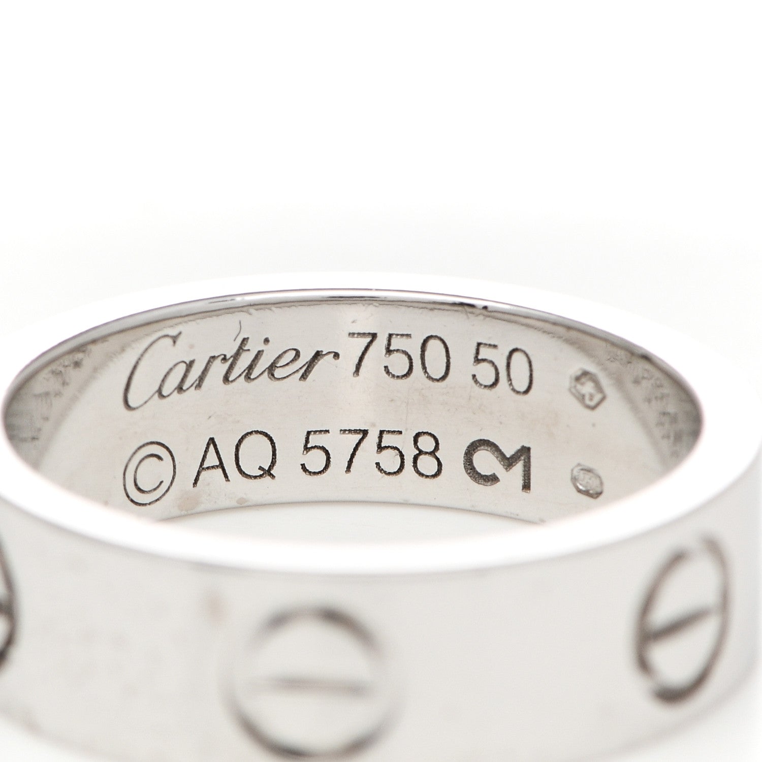 Cartier 18K White Gold 5.5mm LOVE Ring 50 5.5 4 of 5