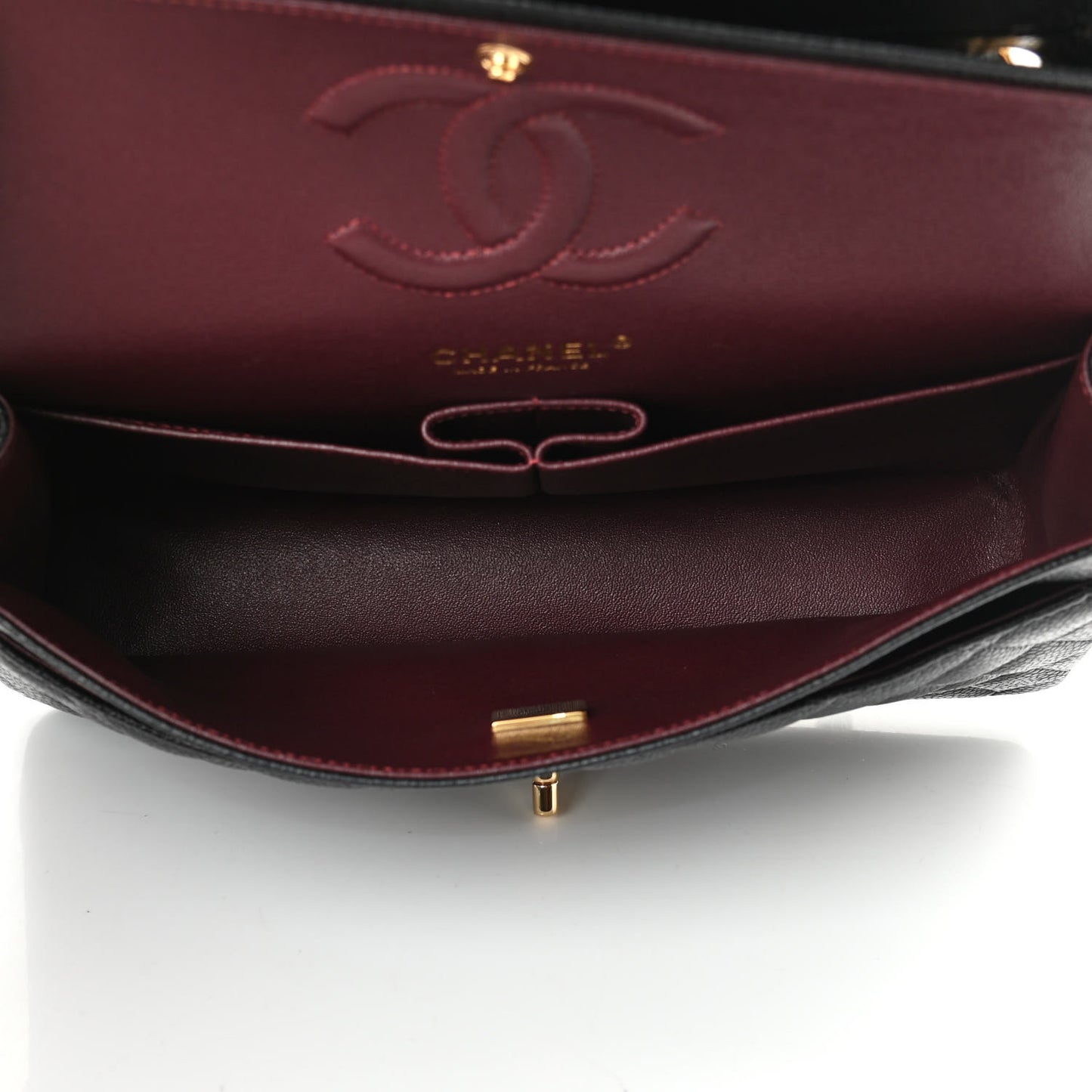 Caviar Quilted Medium Double Flap Black