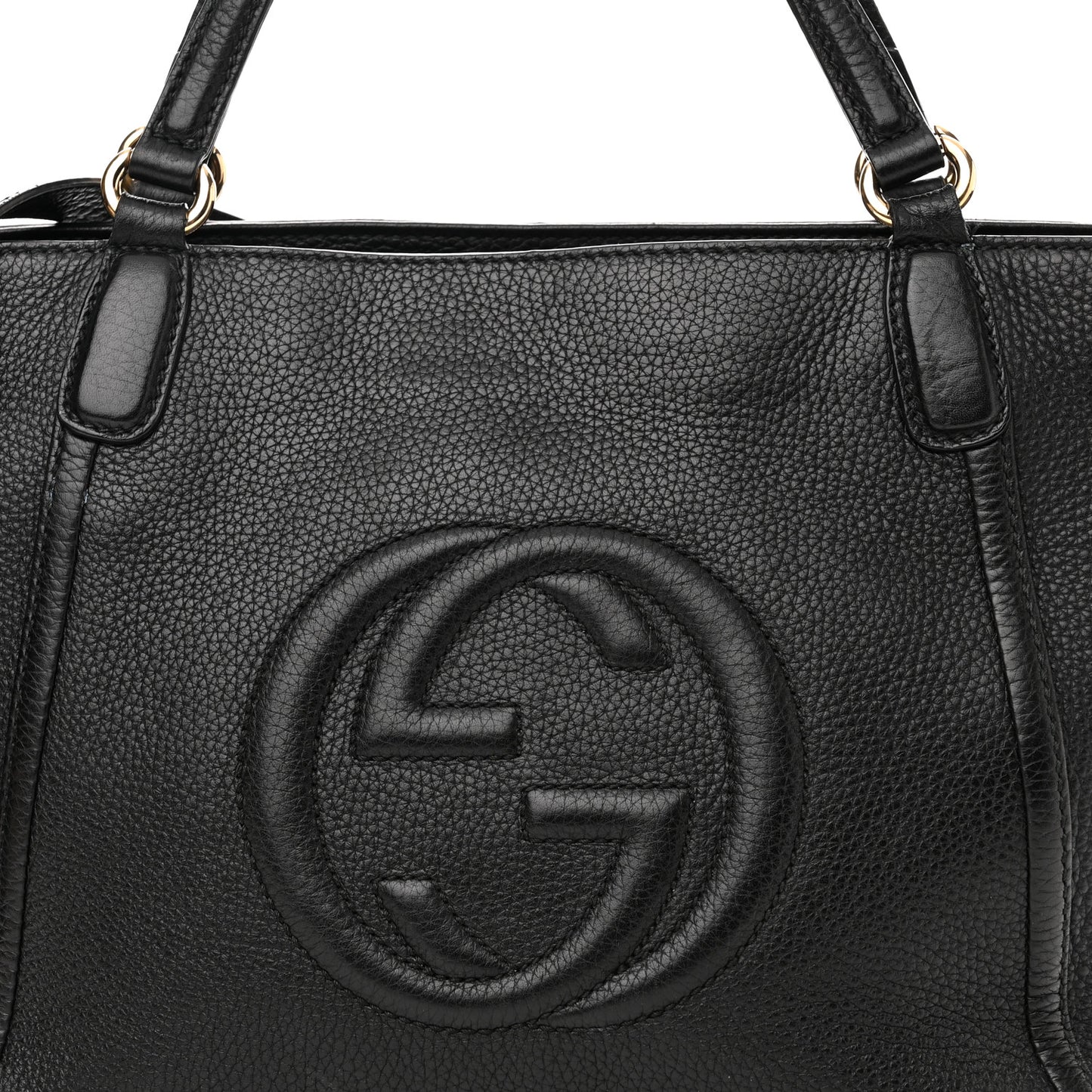 Pebbled Calfskin Small Soho Top Handle Bag Black