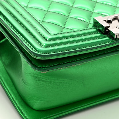 Chanel Metallic Patent Calfskin Quilted Small Boy Flap Green 10 of 10