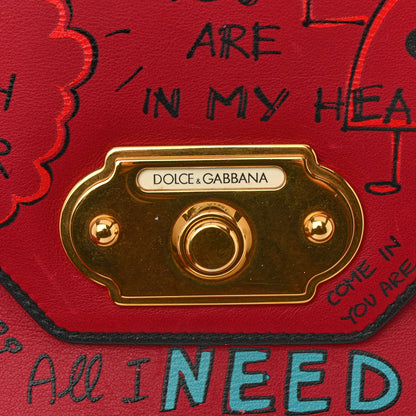 Dolce & Gabbana Calfskin Medium Graffiti Printed Welcome Satchel Rosso Multicolor 12 of 14