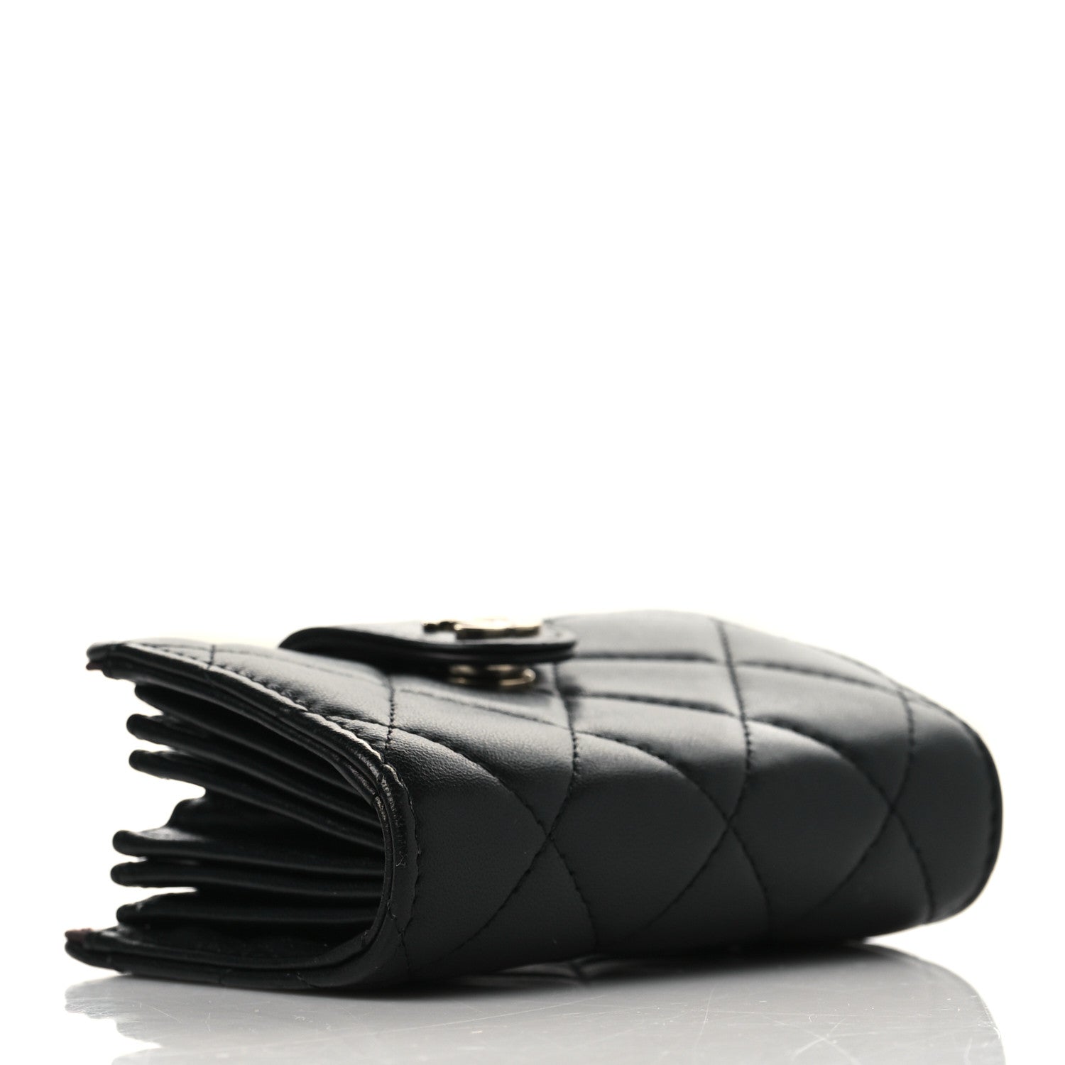 Chanel Lambskin Quilted Gusseted Card Holder Black 4 of 8