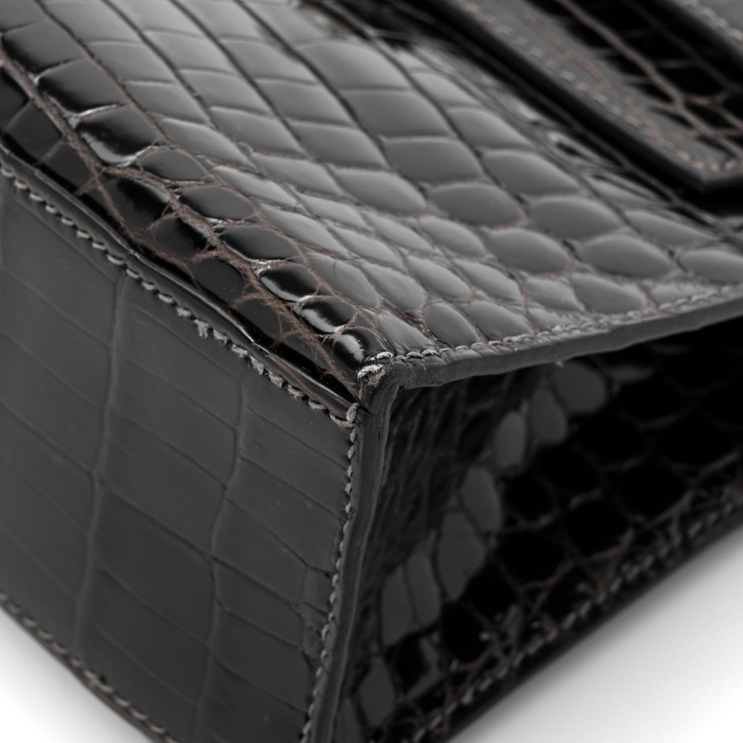 Hermes Shiny Niloticus Crocodile Kelly Pochette Graphite 8 of 12