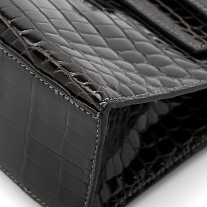 Hermes Shiny Niloticus Crocodile Kelly Pochette Graphite 8 of 12