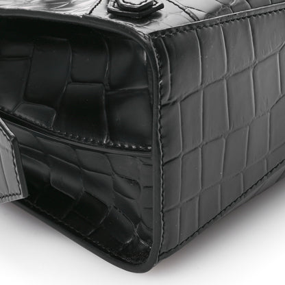 Balenciaga Semi Shiny Calfskin Crocodile Embossed Neo Classic Black Hardware Mini City Black 8 of 10