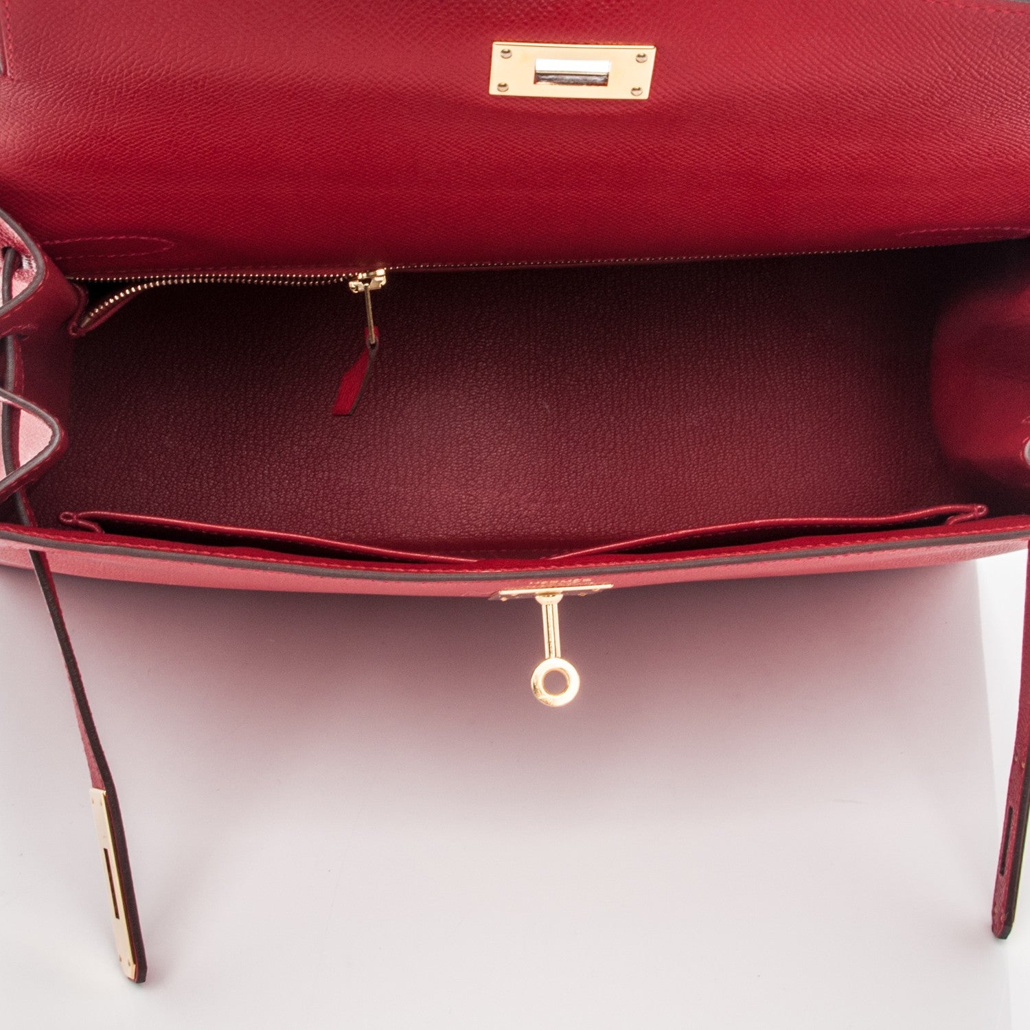 Hermes Epsom Kelly Sellier 32 Rouge Casaque 26 of 28