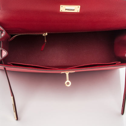 Hermes Epsom Kelly Sellier 32 Rouge Casaque 26 of 28