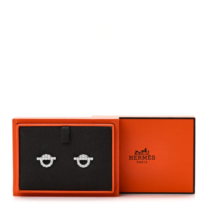 Hermes 18K White Gold Diamond Finesse Earrings 6 of 6