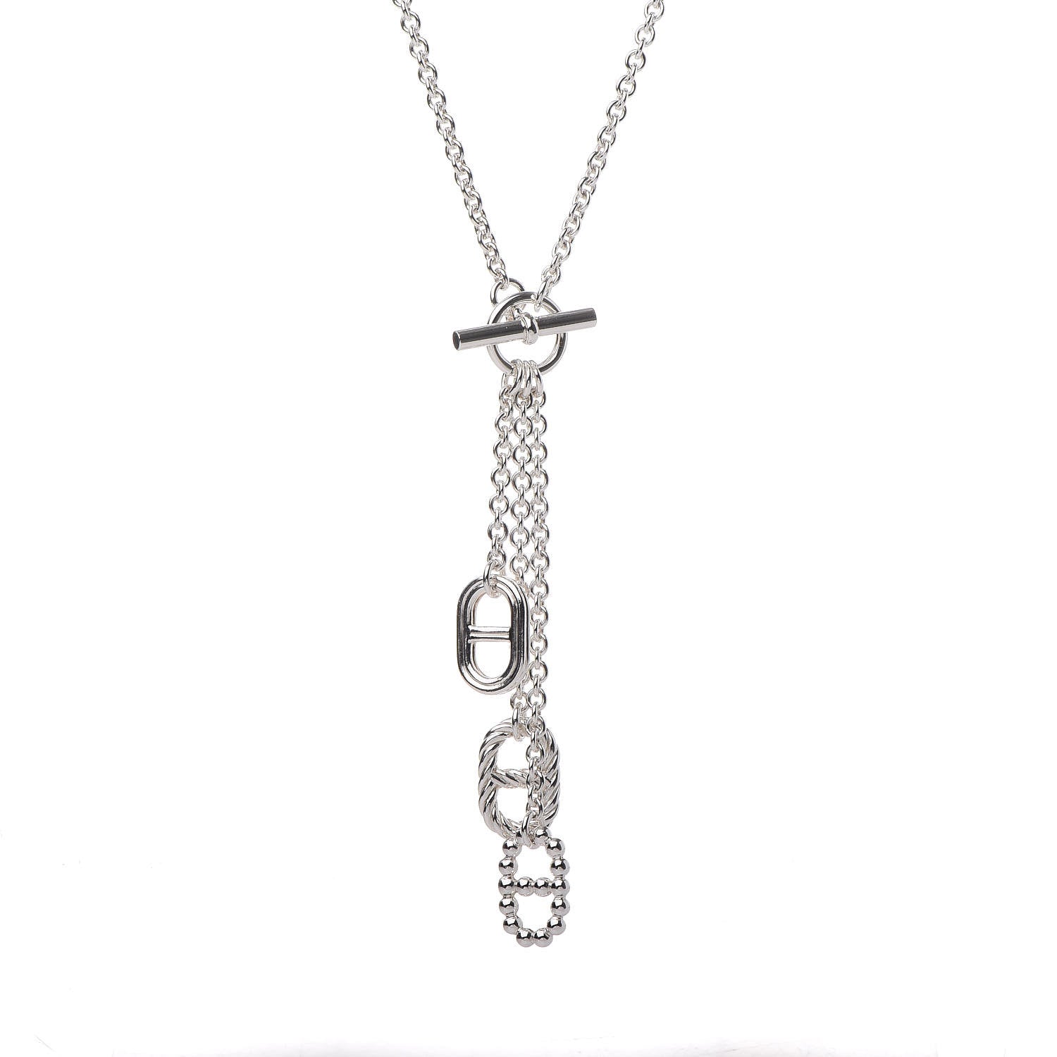 Hermes Sterling Silver Chain D'Ancre Parade Lariat Necklace 4 of 5