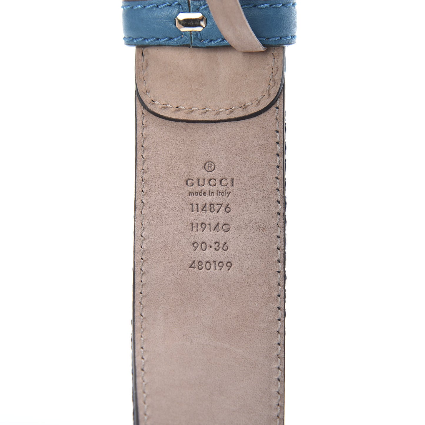 Calfskin Canvas Web Interlocking G Belt 90 36 Light Blue