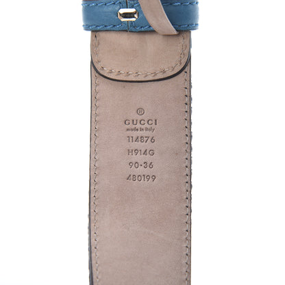 Gucci Calfskin Canvas Web Interlocking G Belt 90 36 Light Blue 3 of 5