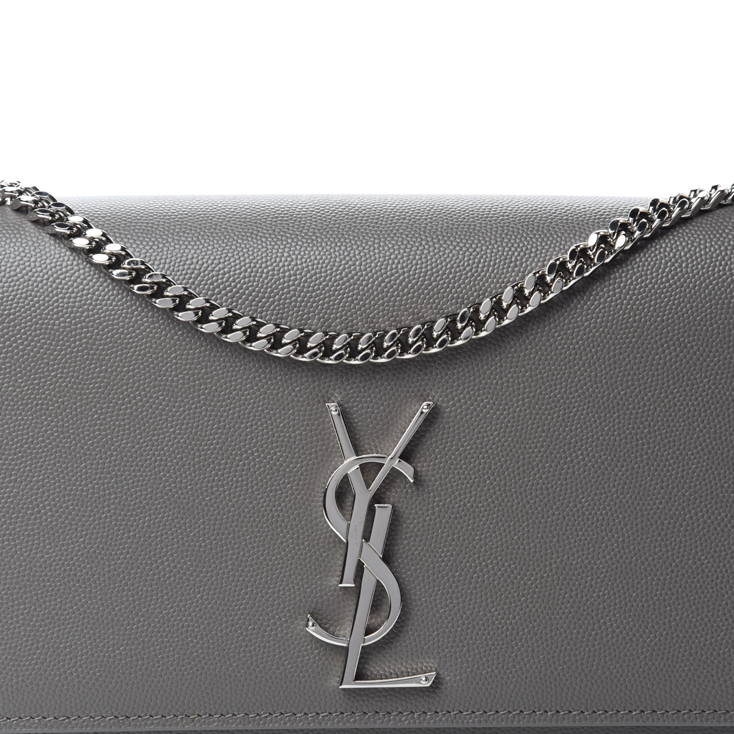 Saint Laurent Grain De Poudre Medium Classic Monogram Kate Satchel Earth Grey 11 of 11
