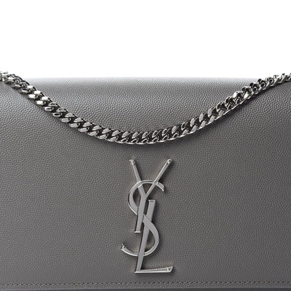 Saint Laurent Grain De Poudre Medium Classic Monogram Kate Satchel Earth Grey 11 of 11