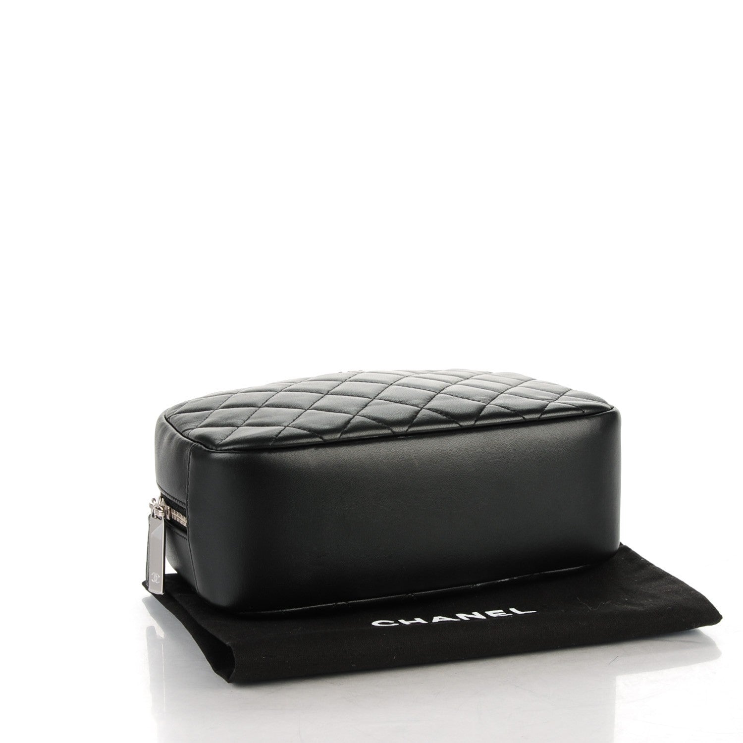 Chanel Lambskin Quilted Curvy Pouch Cosmetic Case Black 4 of 7