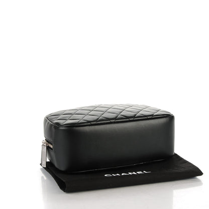 Chanel Lambskin Quilted Curvy Pouch Cosmetic Case Black 4 of 7
