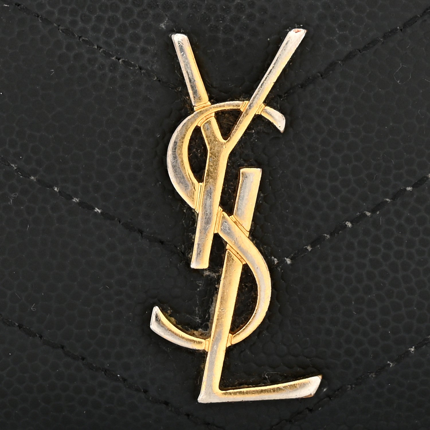 Saint Laurent Grain De Poudre Matelasse Chevron Monogram Credit Card Case Black 10 of 11