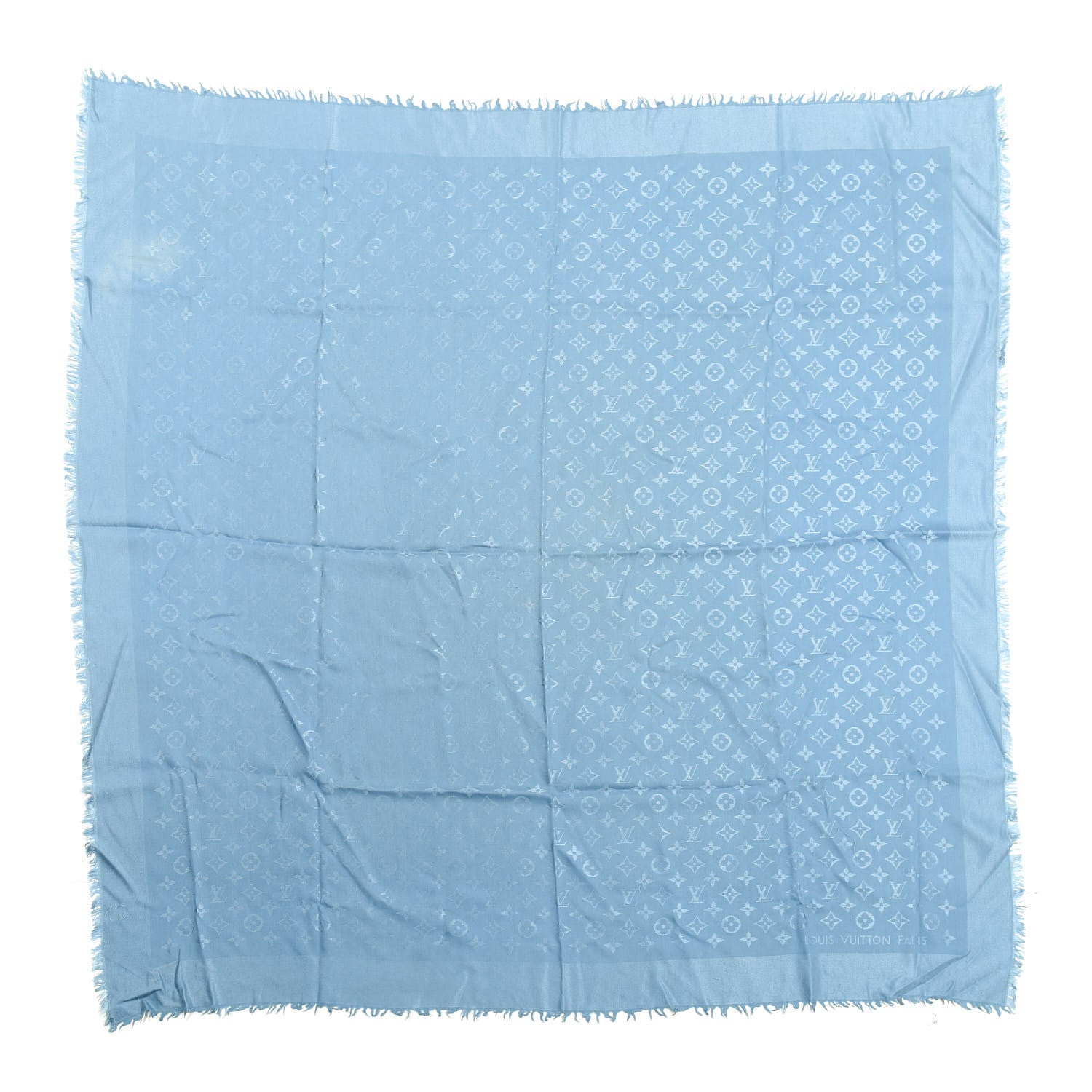 Louis Vuitton Silk Wool Monogram Shawl Light Blue 1 of 5