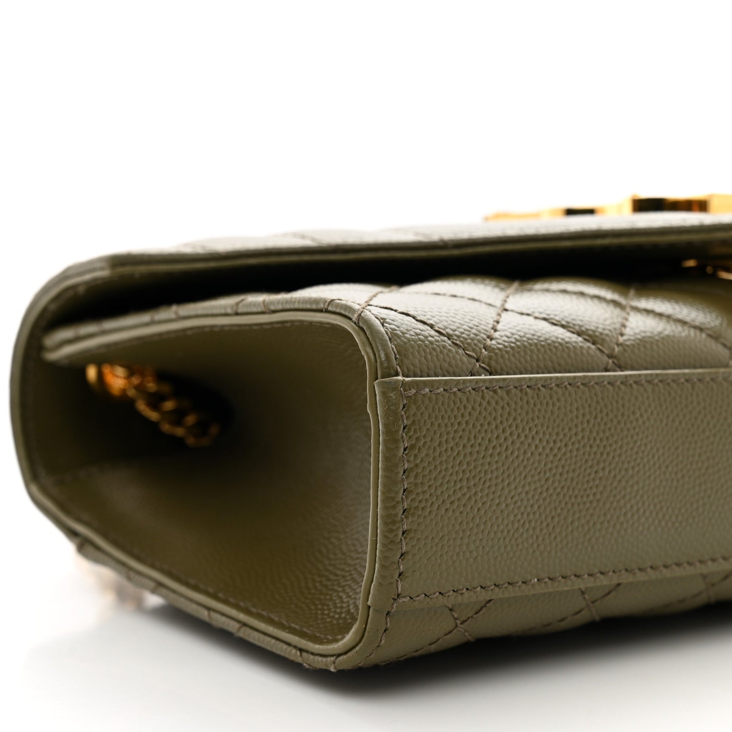 Grain De Poudre Textured Mixed Matelasse Triquilt Small Monogram Satchel Dark Green