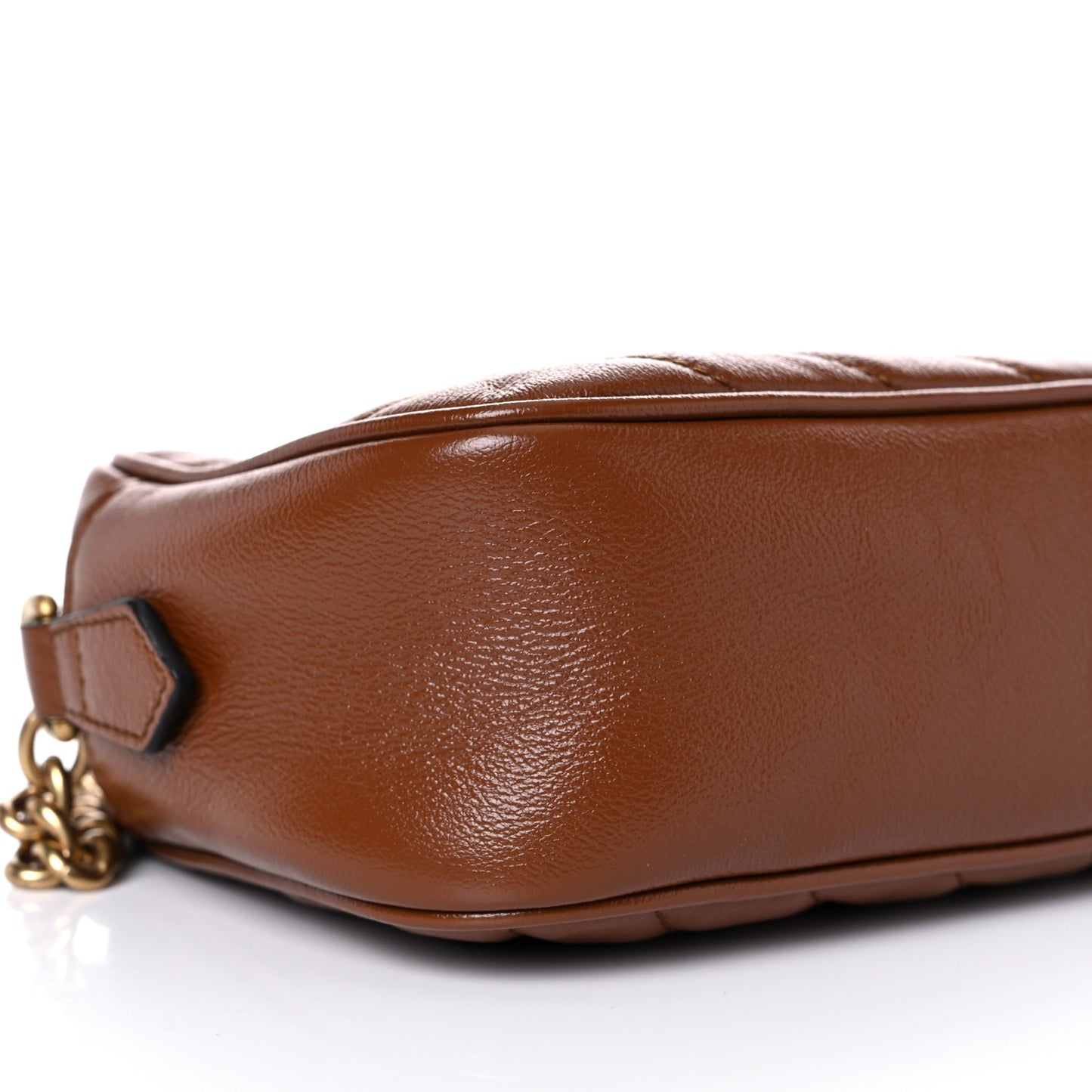 Glazed Calfskin Matelasse Diagonal Small GG Marmont Chain Shoulder Bag Cuir