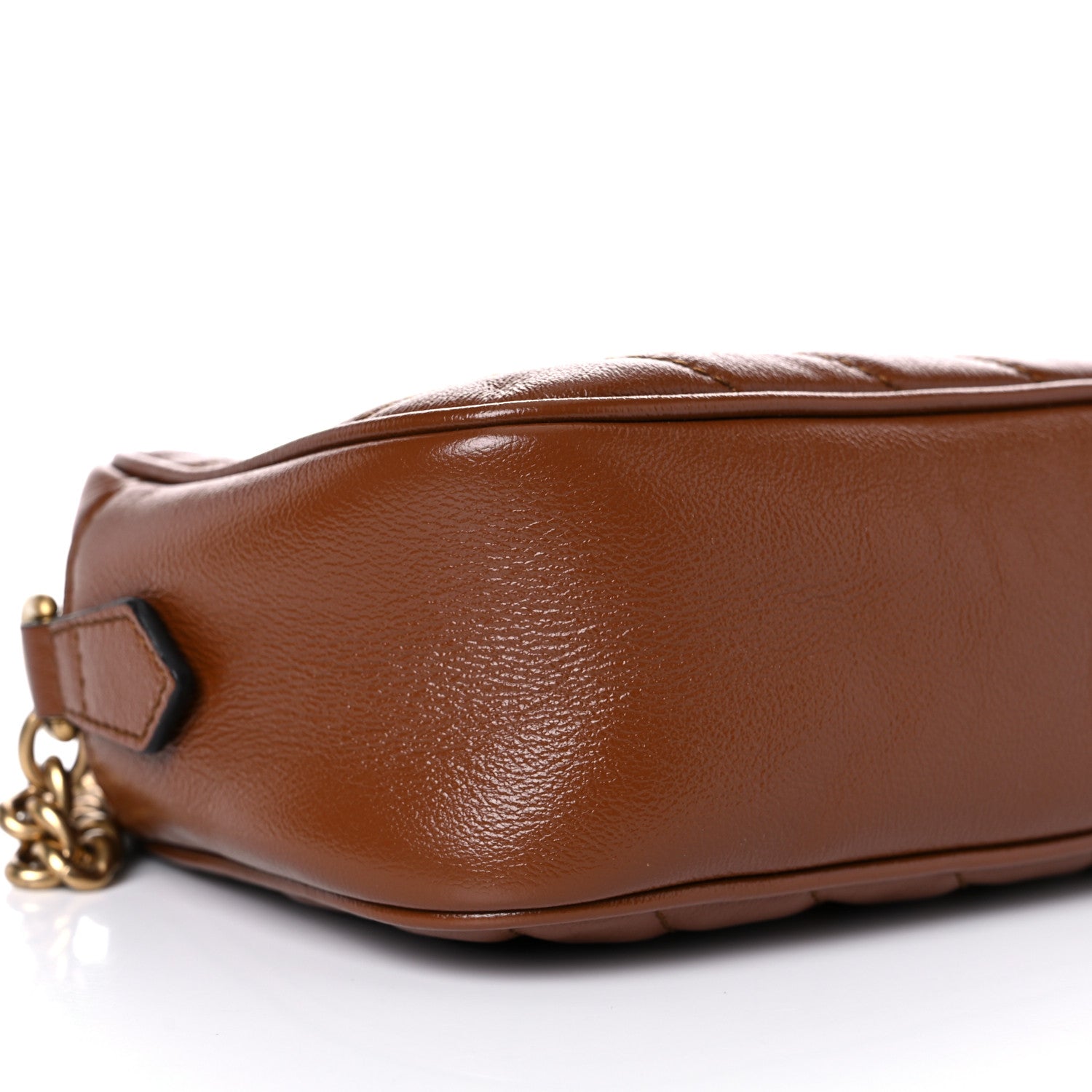 Gucci Glazed Calfskin Matelasse Diagonal Small GG Marmont Chain Shoulder Bag Cuir 5 of 14