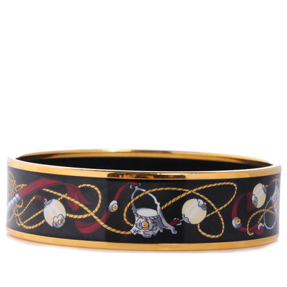 Hermes Enamel Printed Pearl Wide Bracelet 70 Black 4 of 6