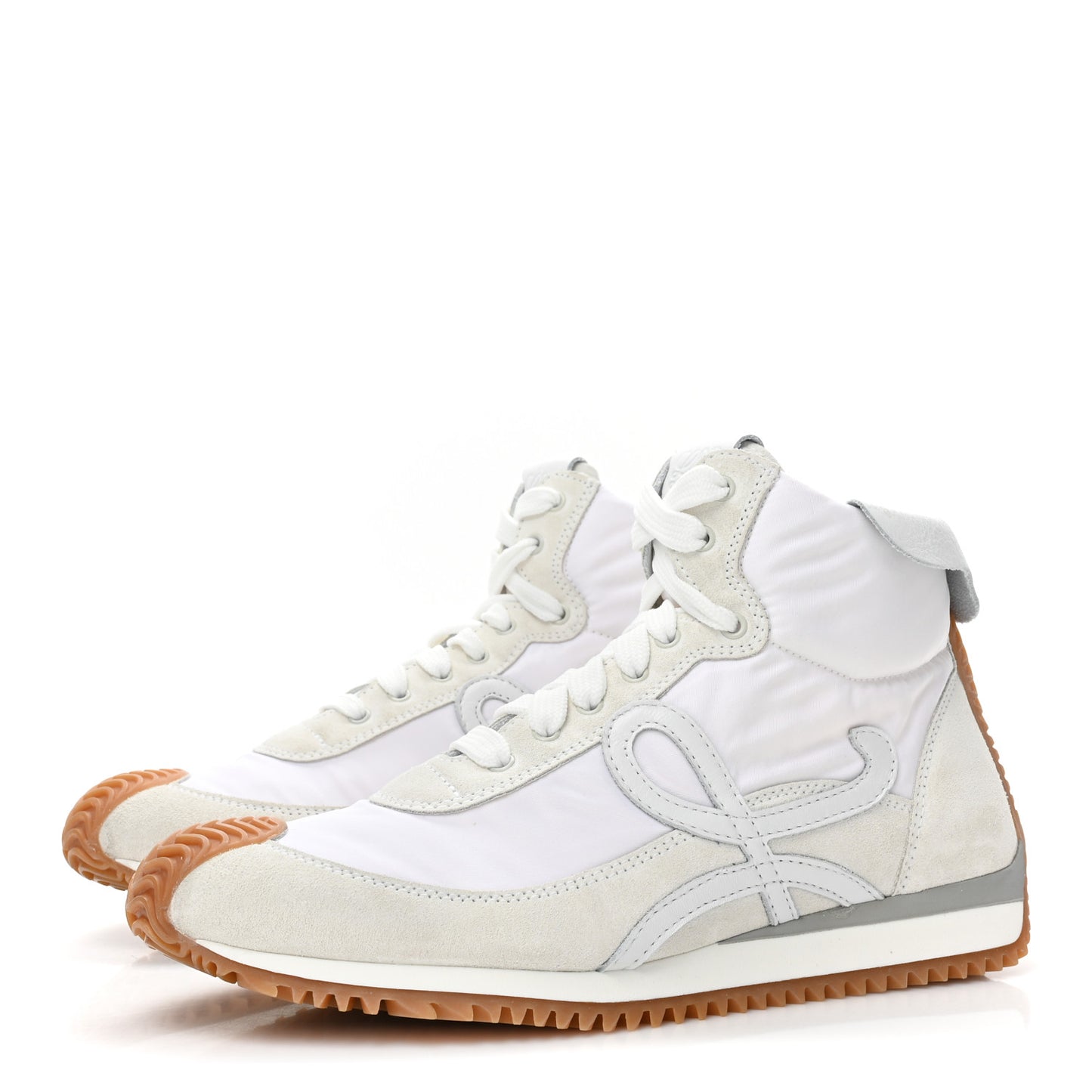 Nylon Suede Flow Runner High Top Sneakers 37 White