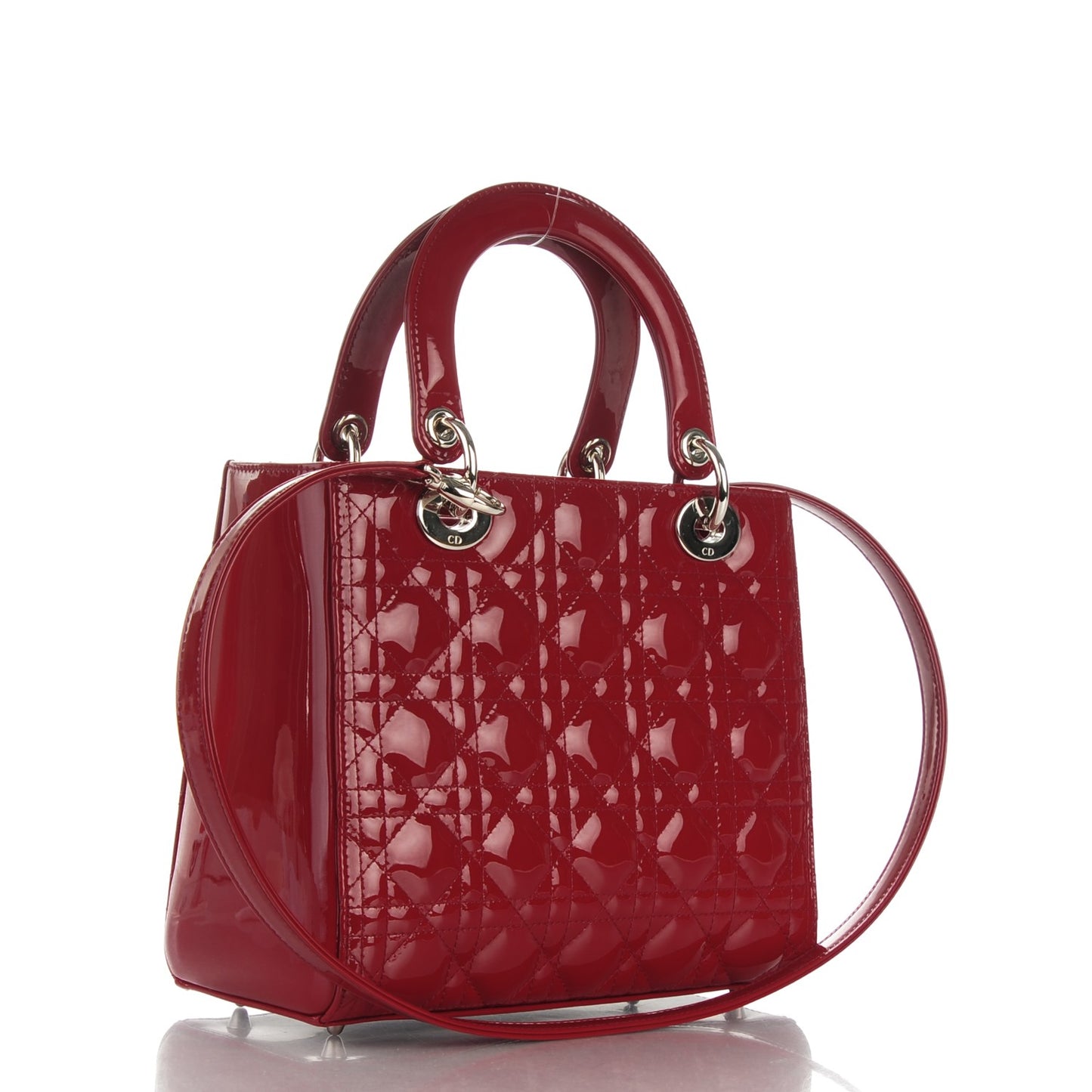 Patent Cannage Medium Lady Dior Red