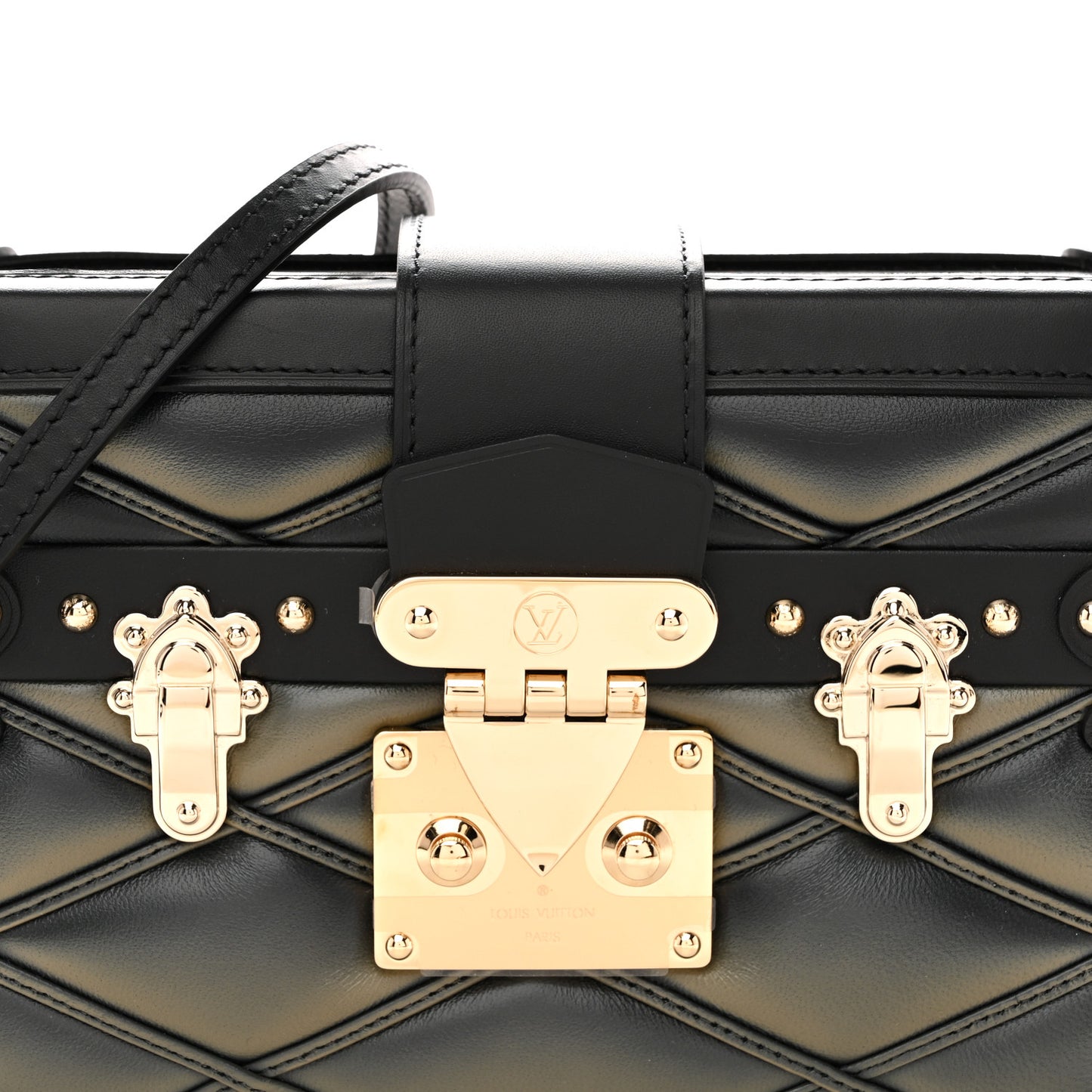 Lambskin Malletage Petite Malle Black Beige
