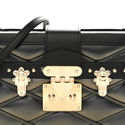 Louis Vuitton Lambskin Malletage Petite Malle Black Beige 7 of 10