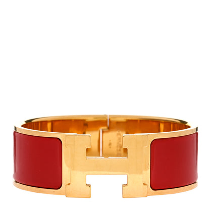 Hermes Enamel Wide Clic Clac H Bracelet PM Red 1 of 4