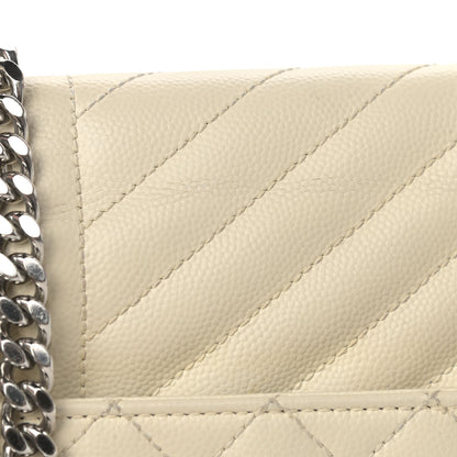 Saint Laurent Grain De Poudre Textured Mixed Matelasse Large Triquilt Monogram Satchel Porcellana 13 of 15