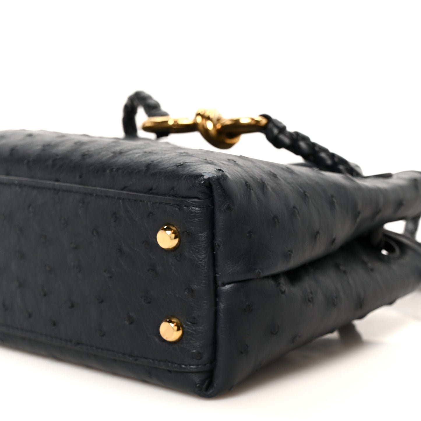 Ostrich Mini Andiamo Shoulder Bag Dark Blue