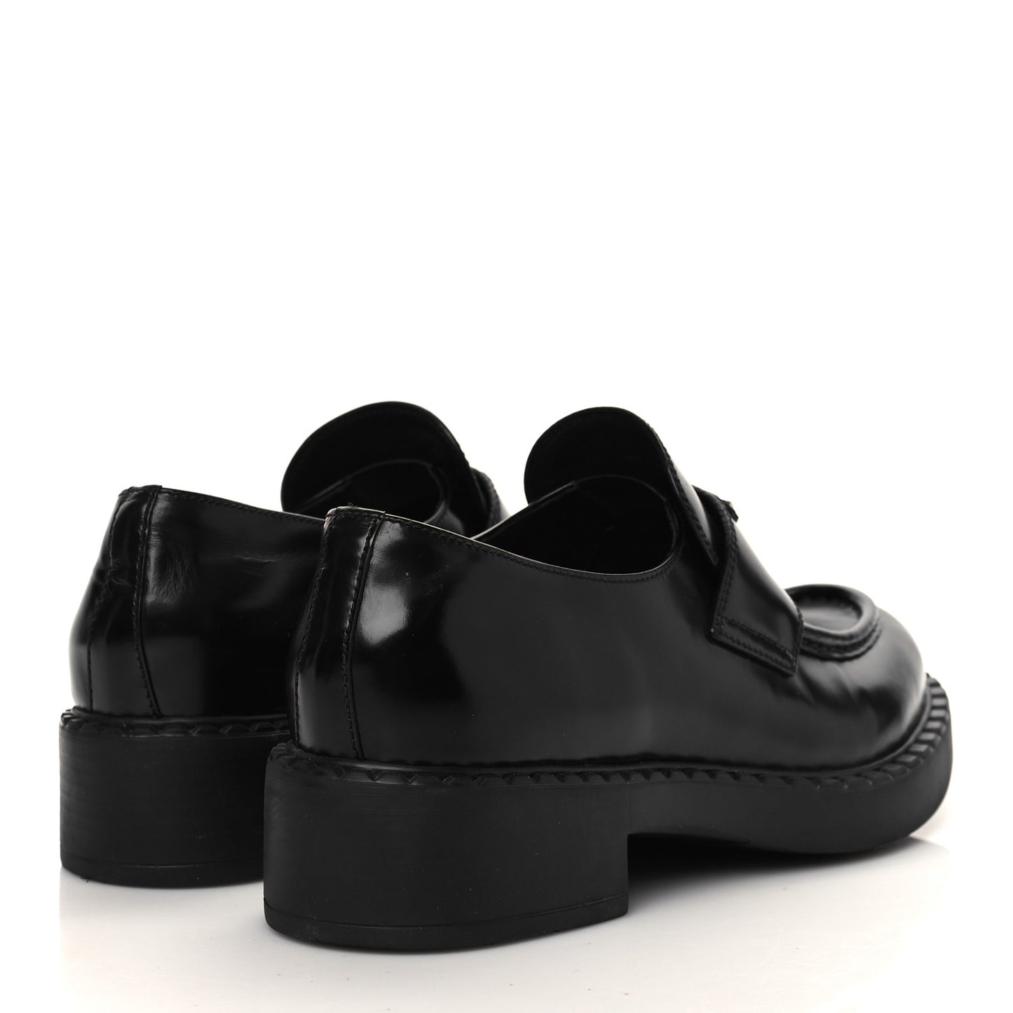Spazzolato Metal Triangle Logo 50mm Loafers 39.5 Black