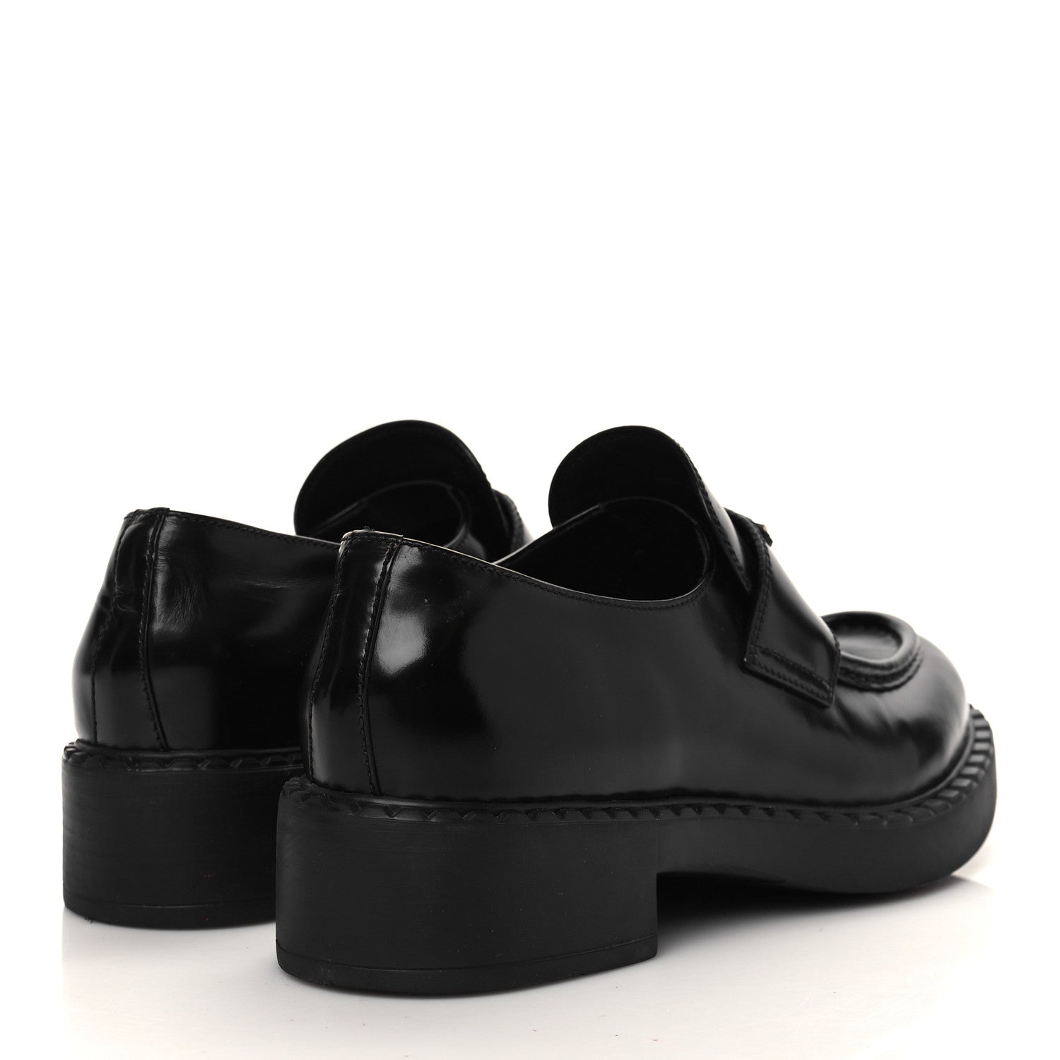 Prada Spazzolato Metal Triangle Logo 50mm Loafers 39.5 Black 4 of 8