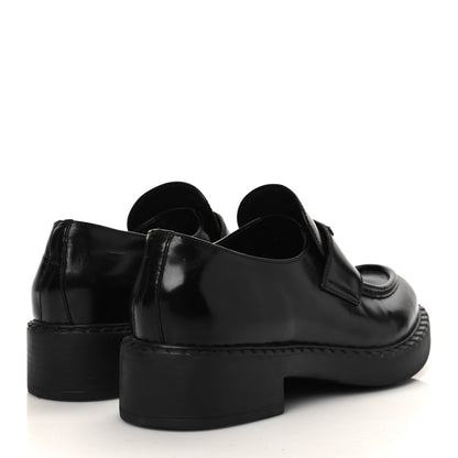 Prada Spazzolato Metal Triangle Logo 50mm Loafers 39.5 Black 4 of 8