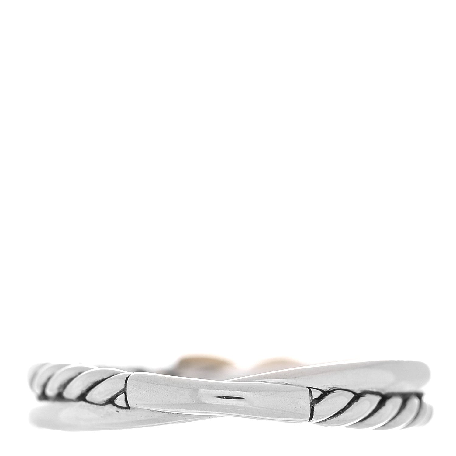 David Yurman Sterling Silver 18K Yellow Gold Petite X Crossover Ring 54 7 3 of 4